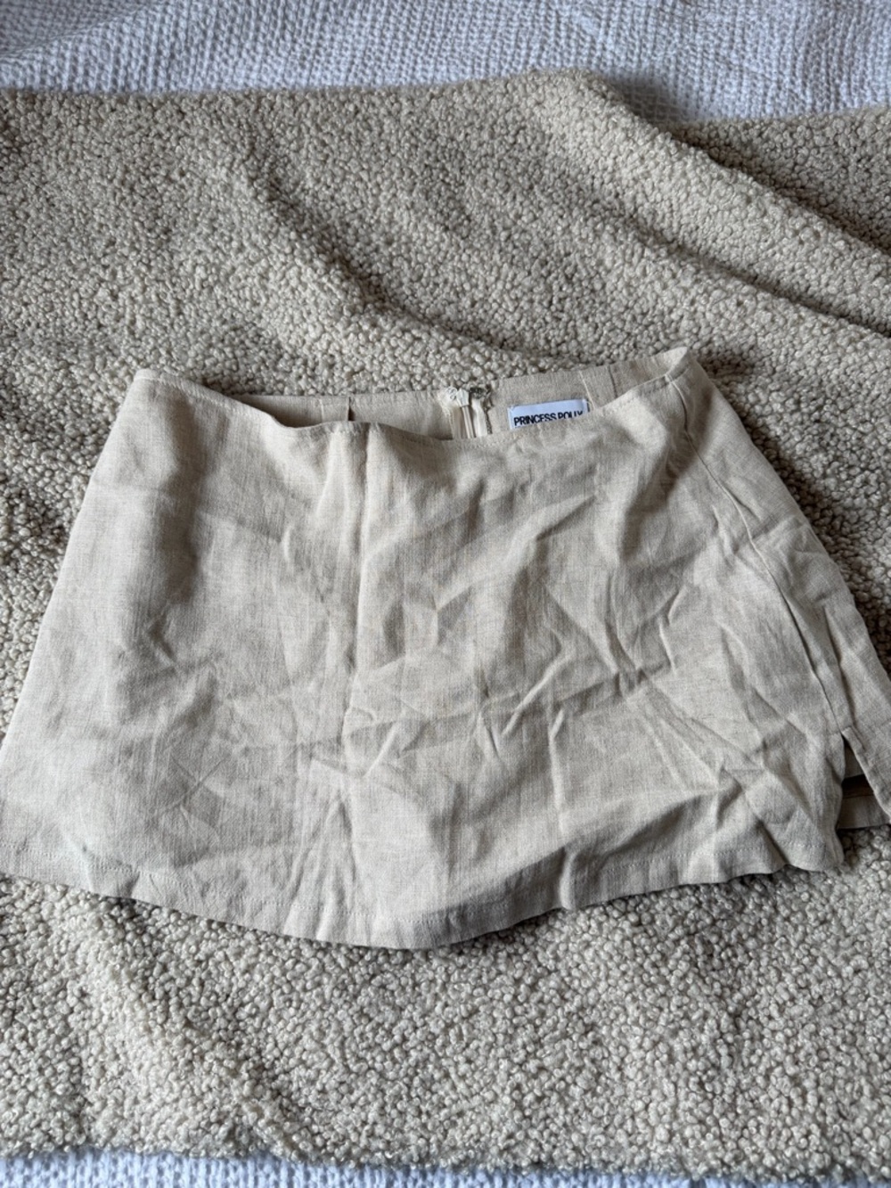 Princess Polly Beige Linen Mini Skort with Back Zip